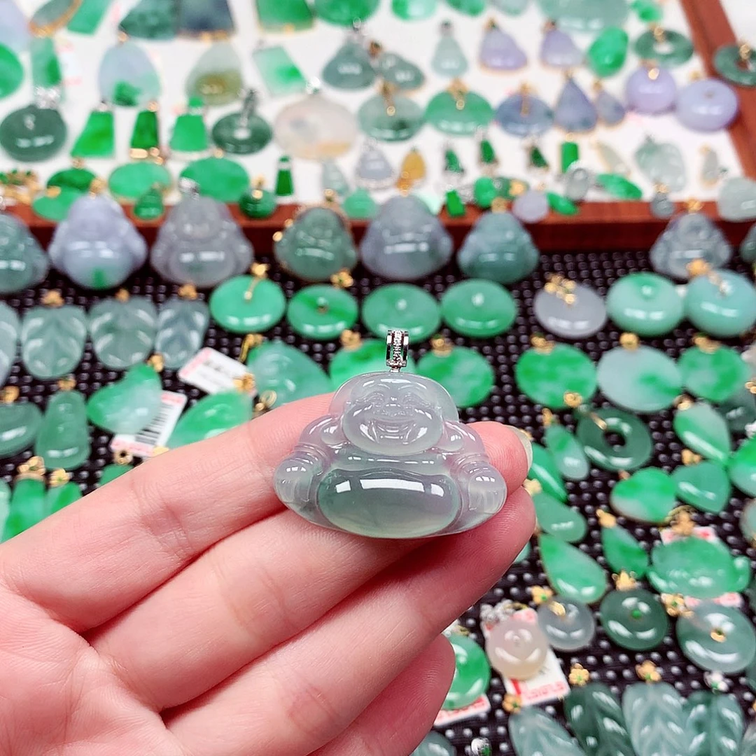 翡翠18K金镶嵌吊坠(不含链)