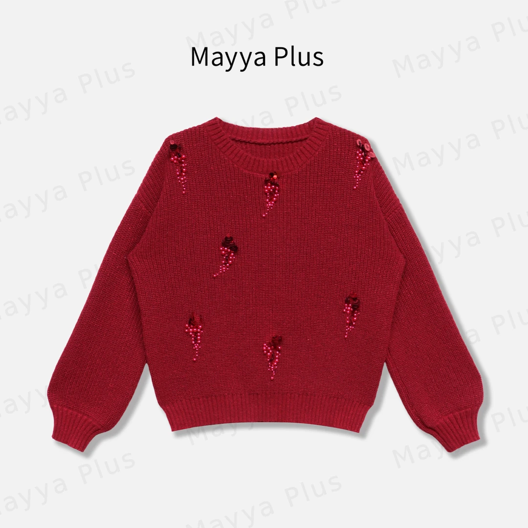 【恒星】Mayya Plus麦芽定制气质显瘦毛茸茸毛织上衣32547859