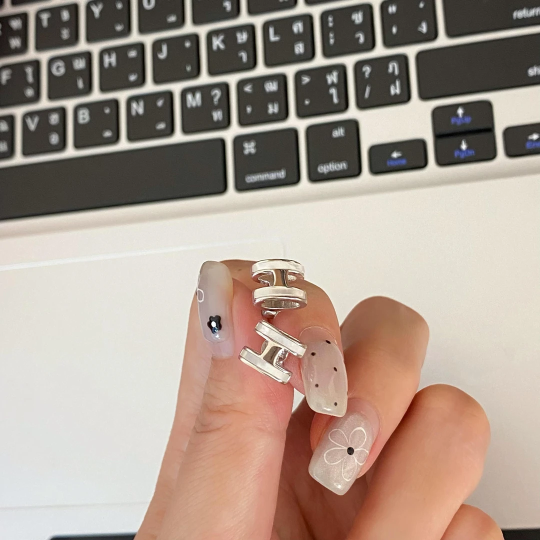 925银耳饰 百搭简约H形小众气质韩版耳钉