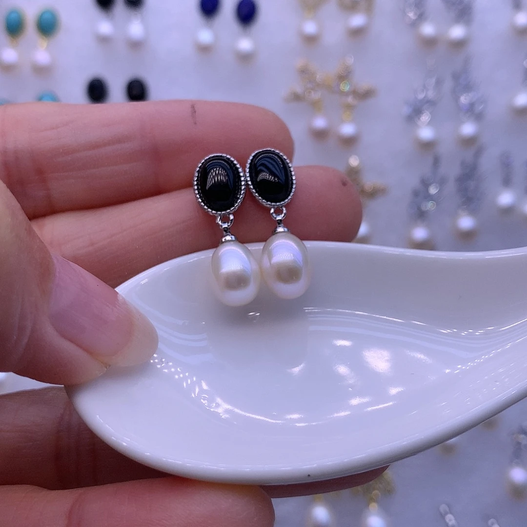 淡水珍珠耳饰合金