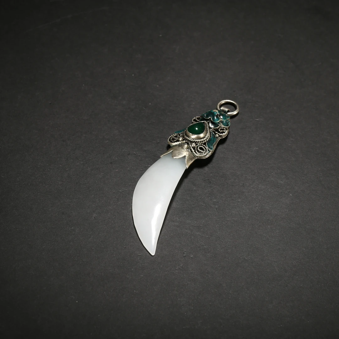 民国*白玉牙形坠饰/CTBGG01251026006/和田玉【北京文博】