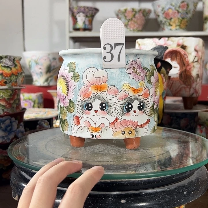 景德镇手绘花盆幸运花盆