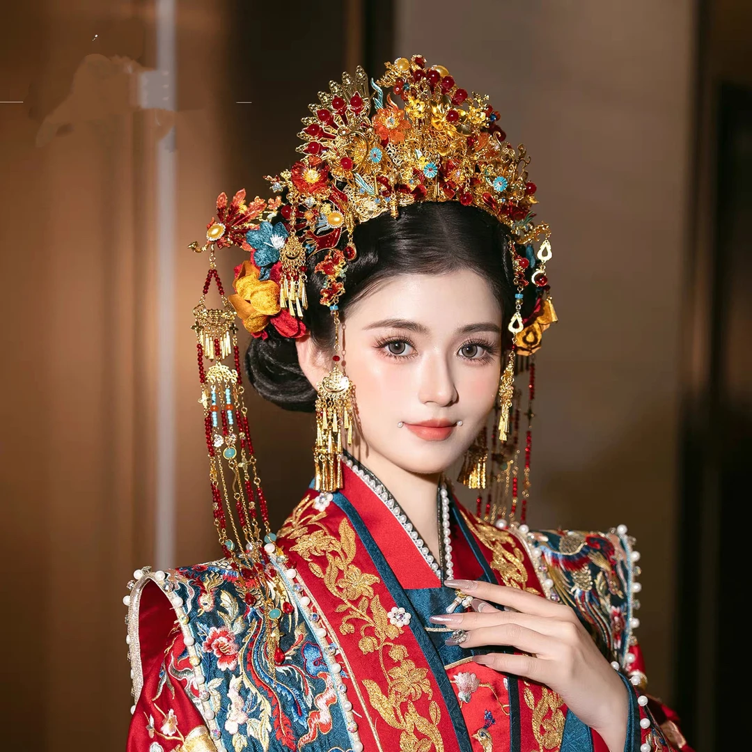 新娘头饰奢华大气红色新娘复古公主明制公主风