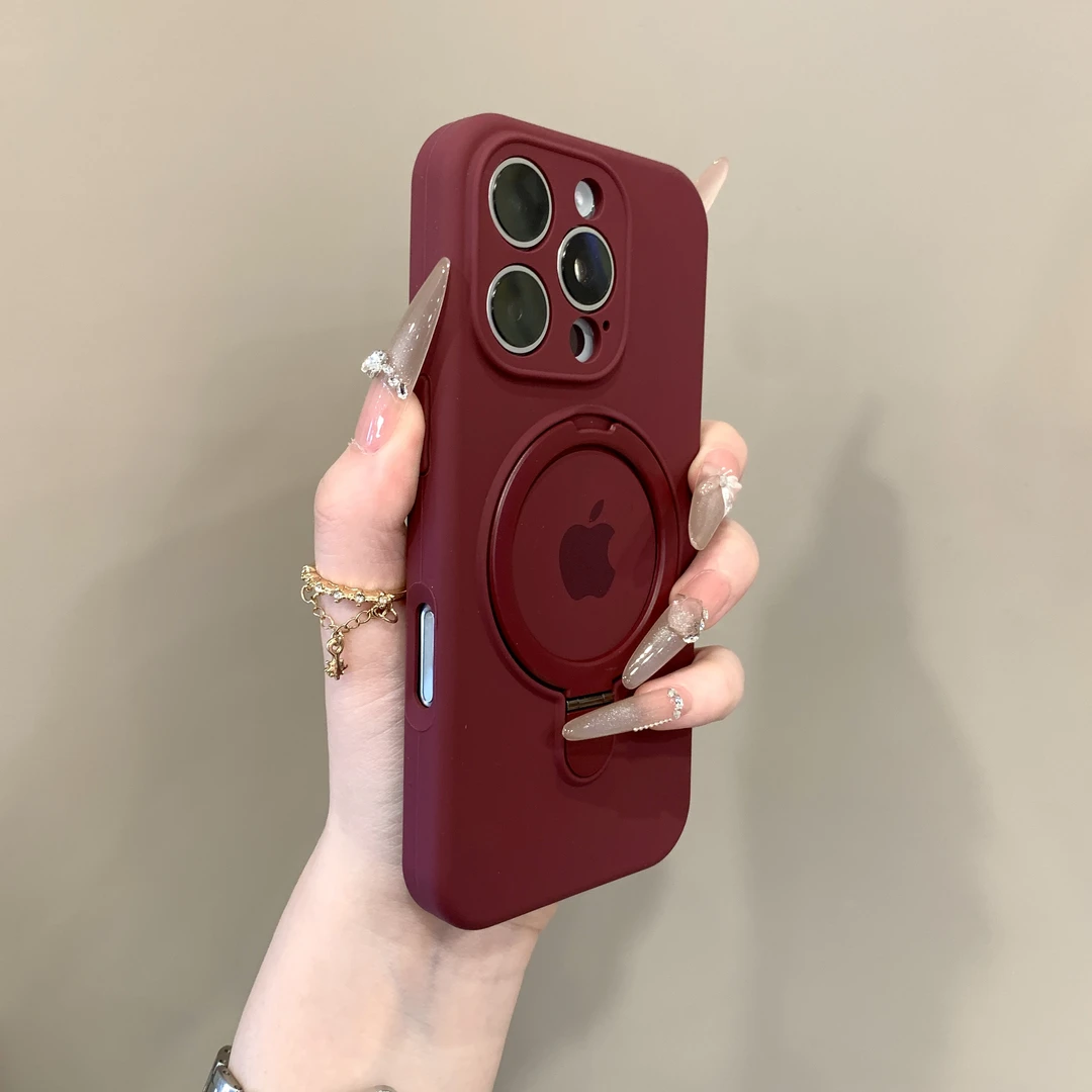磁吸折叠支架适用苹果16promax手机壳液态硅胶iphone15新款全包14