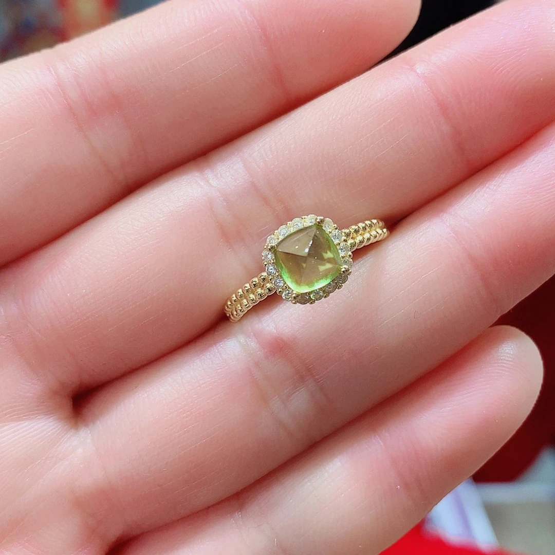 橄榄石戒指银S925镶嵌英*