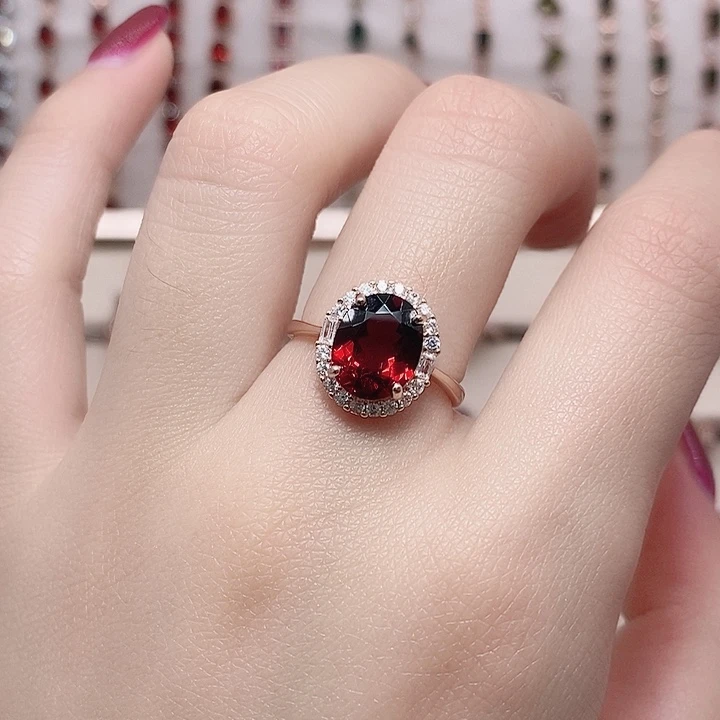 银S925镶嵌石榴石戒指戒指