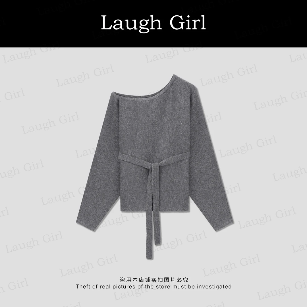 楚楚君 Laugh girl【巴黎邂逅】纯欲蝙蝠袖宽松女人味毛衣XL531065J