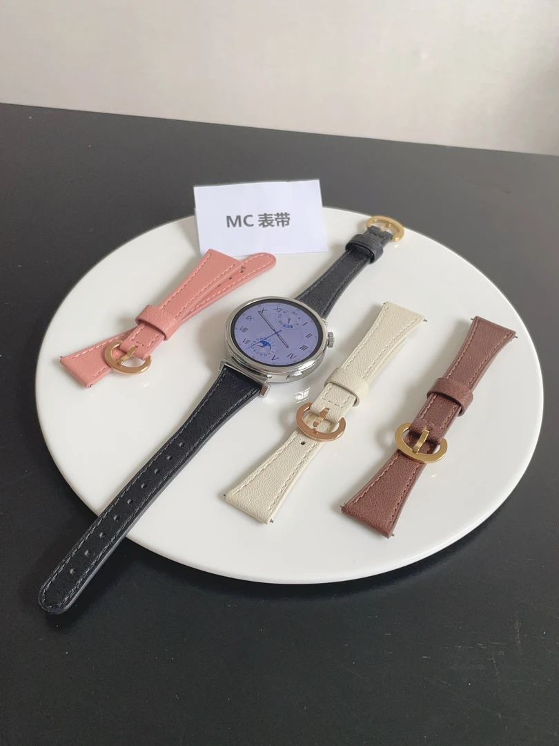 MC适用华为gt6手表gt5gt4gt3表带watch5真皮马蹄扣小米手表S4腕带