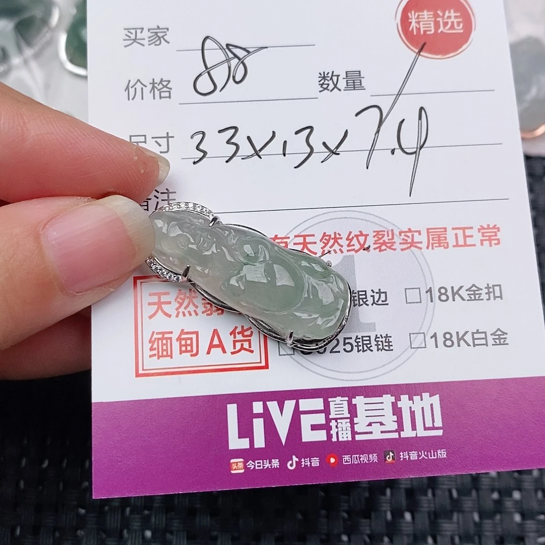 颈饰银S925镶嵌翡翠静****）