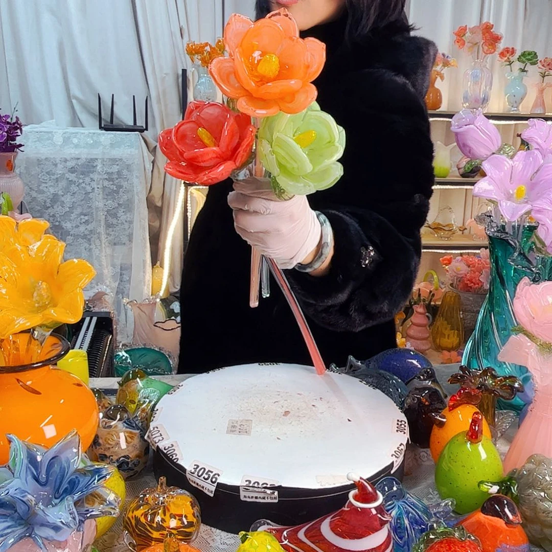 3朵荷花家悦美居琉璃摆件