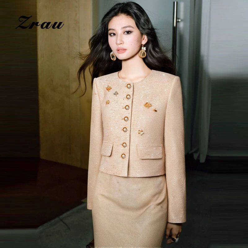 【臻选】ZRAU春季新款轻奢气质小香风单排扣短外套Z1251W0022