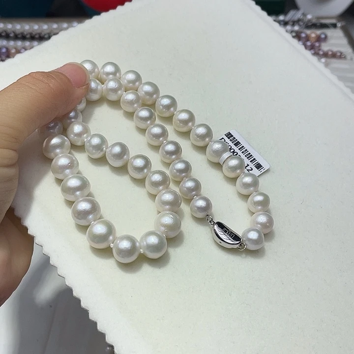淡水珍珠银S925镶嵌颈饰卡11➕高品极光白炫澳绿炫彩