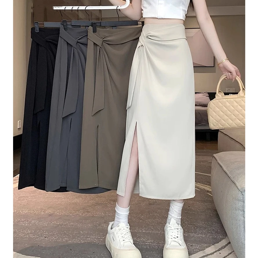 西装半身裙女2025新款爆款小个子高腰气质包臀裙不规则开叉一步裙