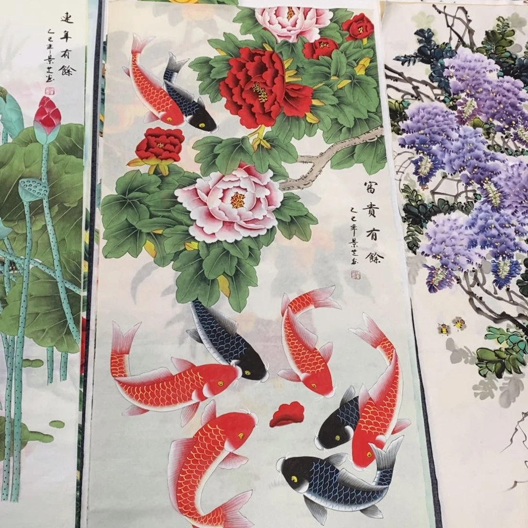 国画尺寸140✖️70四尺工笔手绘画