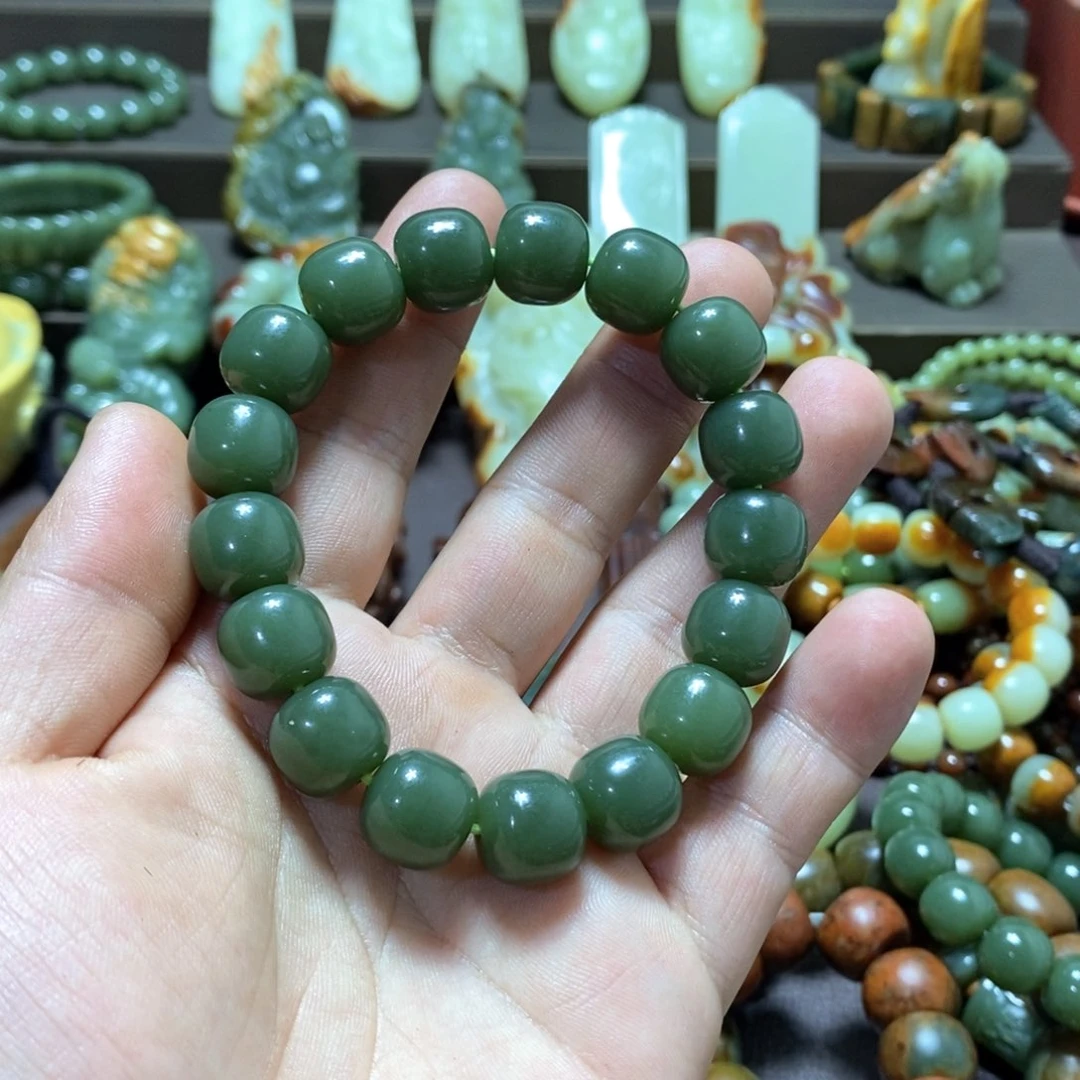 透闪石质玉手串卡13未镶嵌胖*