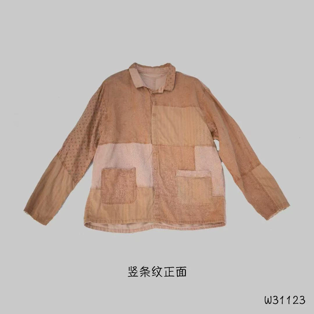 布衣分享 几见 W31123 拼接磨毛复古做旧衬衫外套休闲宽松印花