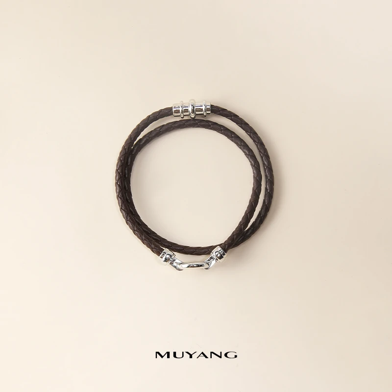muyang/慕阳 铜合金皮质手链 百搭复古简约个性黯咖手绳