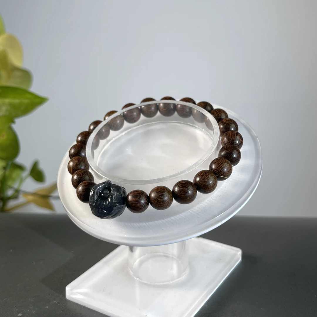 JXZC15-017 天然缅甸A货翡翠 乌鸡-翡翠手串（含配饰）