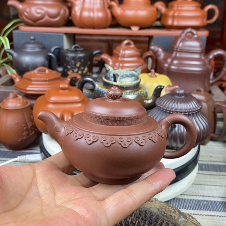 茶壶紫砂云看如意150cc原矿老底曹青特价