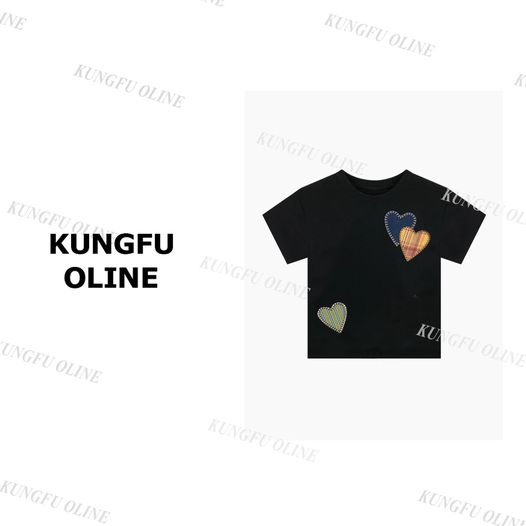 【爱心】T0574时尚设计感短袖圆领T恤上衣休闲