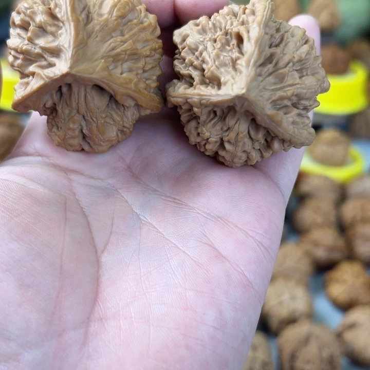 吊坠文玩核桃46全品无修官帽三棱 马虎