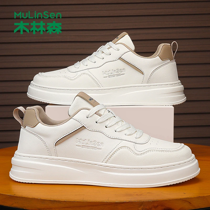 木林森板鞋男款2025新款秋季休闲百搭厚底增高防滑男士小白潮鞋