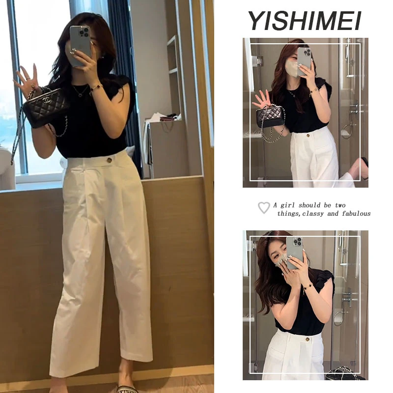 夏季超火两件套2025新款韩系百搭设计感短袖t恤显瘦休闲裤两件套