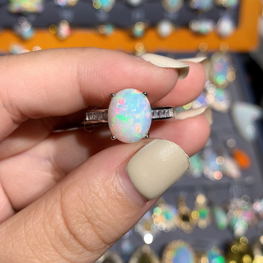 银S925镶嵌欧泊欧泊戒指l