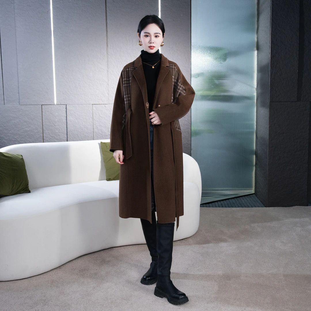 【丽爷】6011咖色羊毛大衣