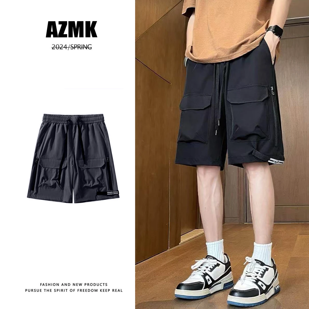 夏季短裤港风潮流薄款百搭宽松ins男士休闲裤多口袋直筒外穿日系