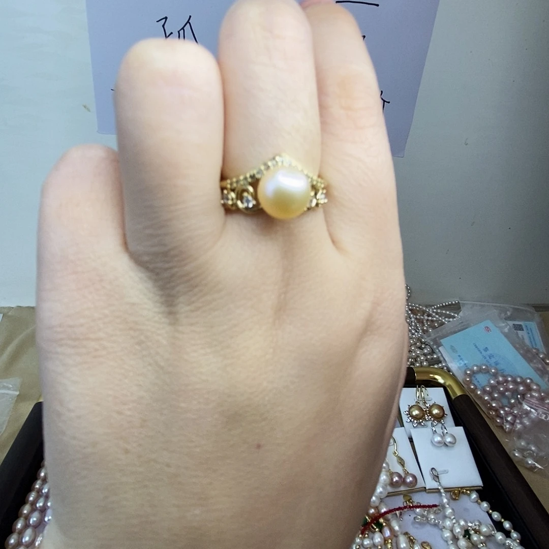 合金戒指淡水珍珠