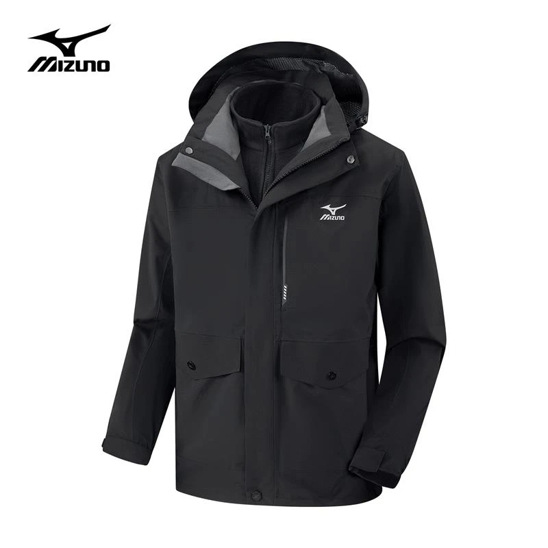 Mizuno/美津浓户外三合一冲锋外套男女款户外徒步秋冬防风登山服