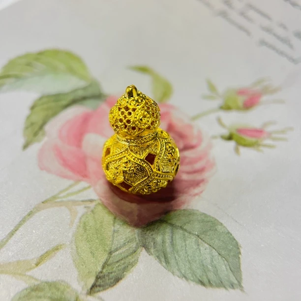 足金饰品/花丝葫芦圆扣/1.08/1B5B1428/h