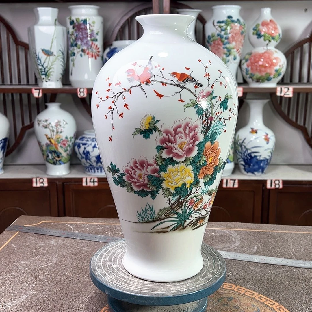 摆件景德镇陶瓷梅牡丹