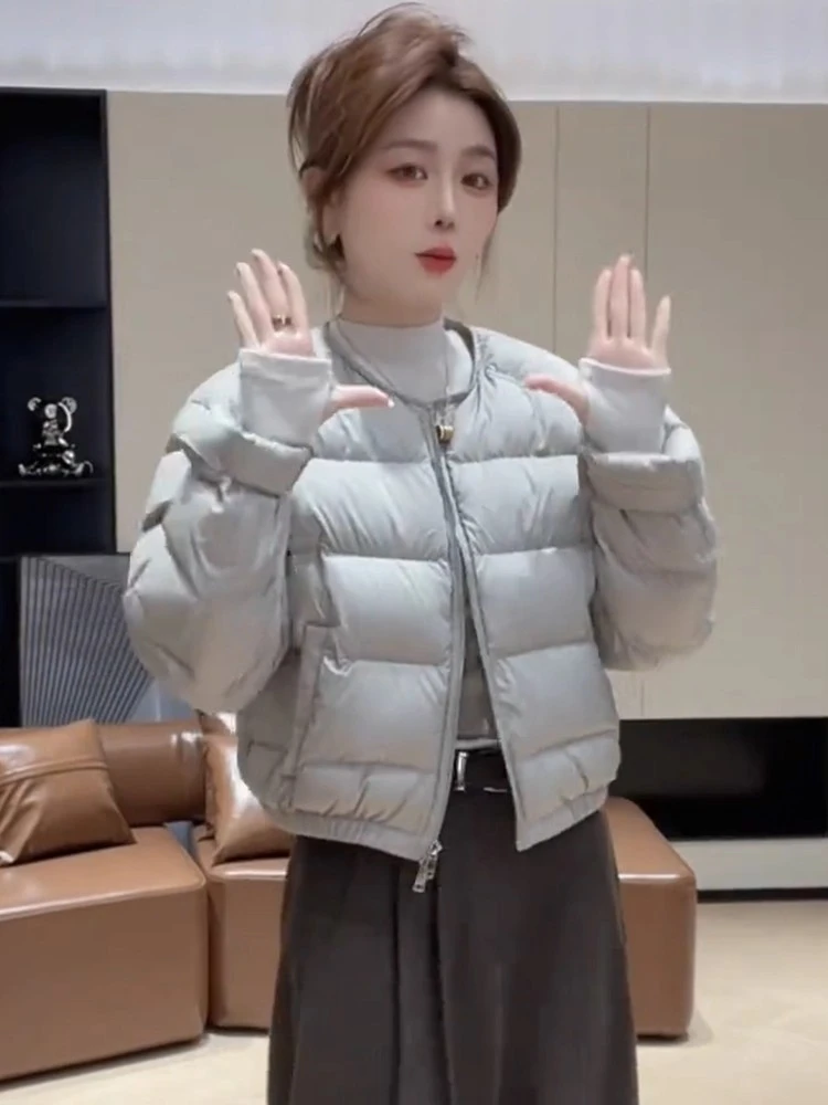 时尚短款棒球领棉服女冬季新款休闲简约小个子加厚短款洋气小棉袄