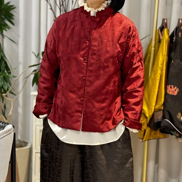 汉服宽松新中式中国风立领提花秋季秋冬