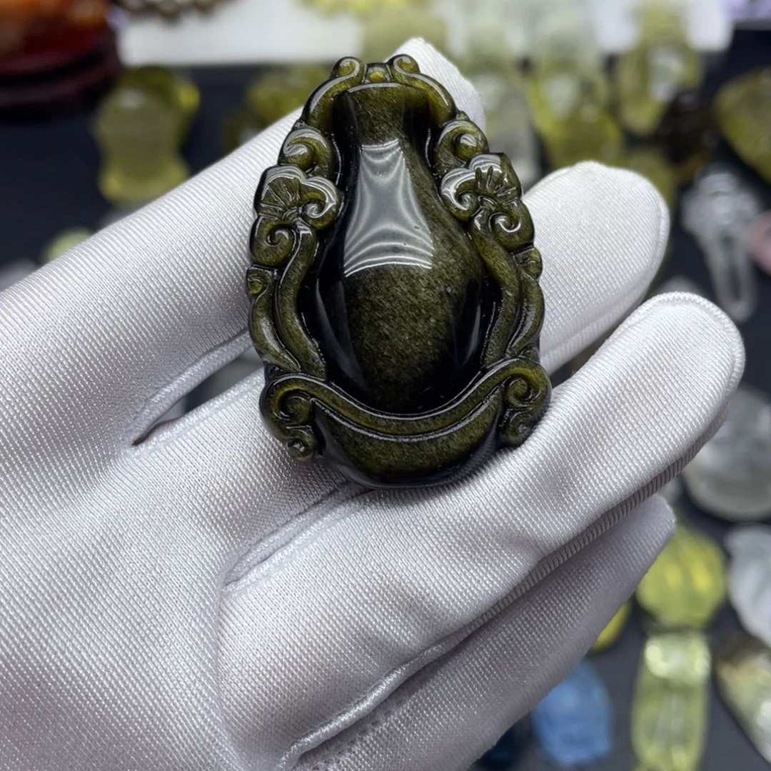 黑曜岩未镶嵌吊坠(赠链)