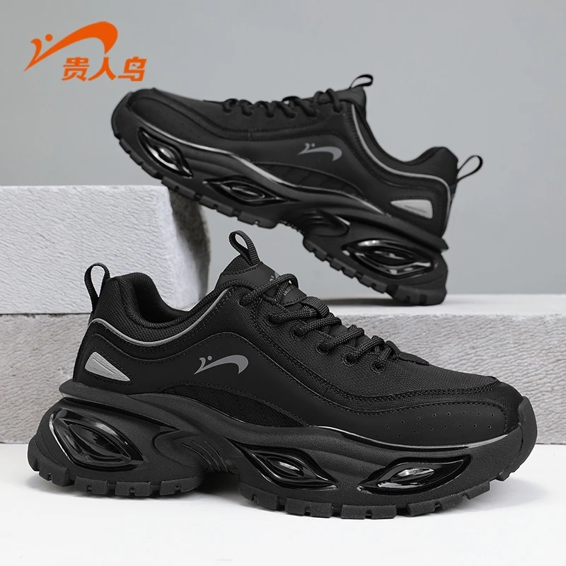 贵人鸟男鞋2025新款黑武士时尚休闲老爹鞋耐磨舒适百搭增高运动鞋