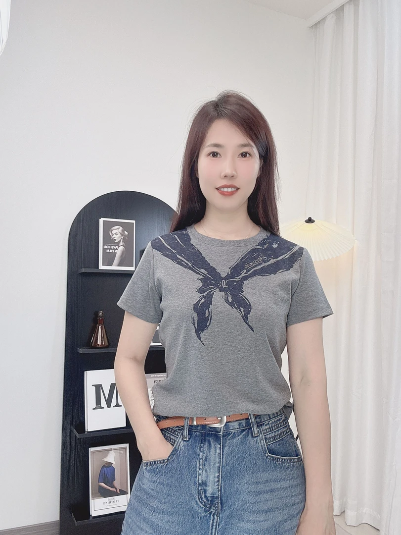 夏款圆领设计感时尚百搭短袖显瘦上衣女 2539