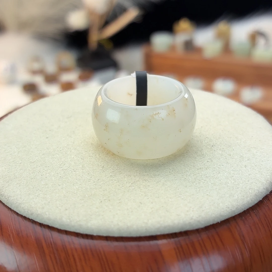 和田玉未镶嵌戒指i36冰透桂花墩墩17.1mm