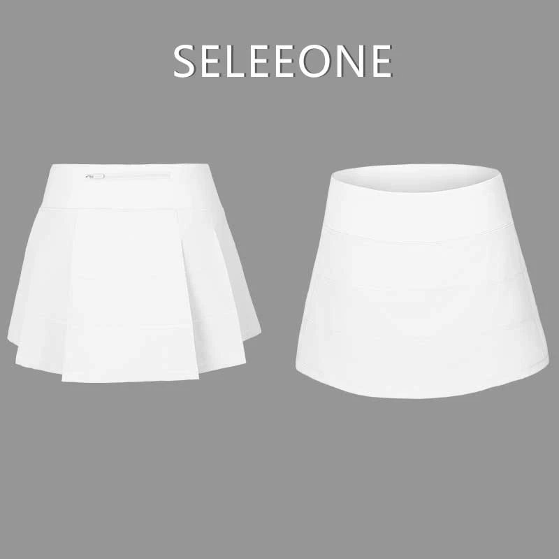 SELEEONE同款后腰口袋速干透气网球裙假两件防走光运动短裙25014