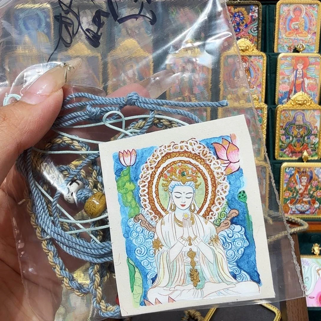 紫***嫣吊坠热贡纯手绘唐卡非遗文化