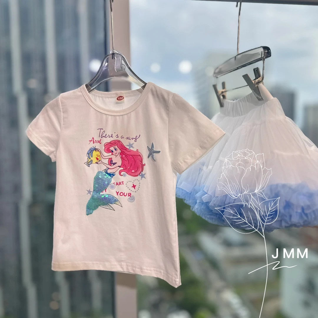 K157 女童夏季薄款短袖T恤洋气卡通打底衫公主上衣