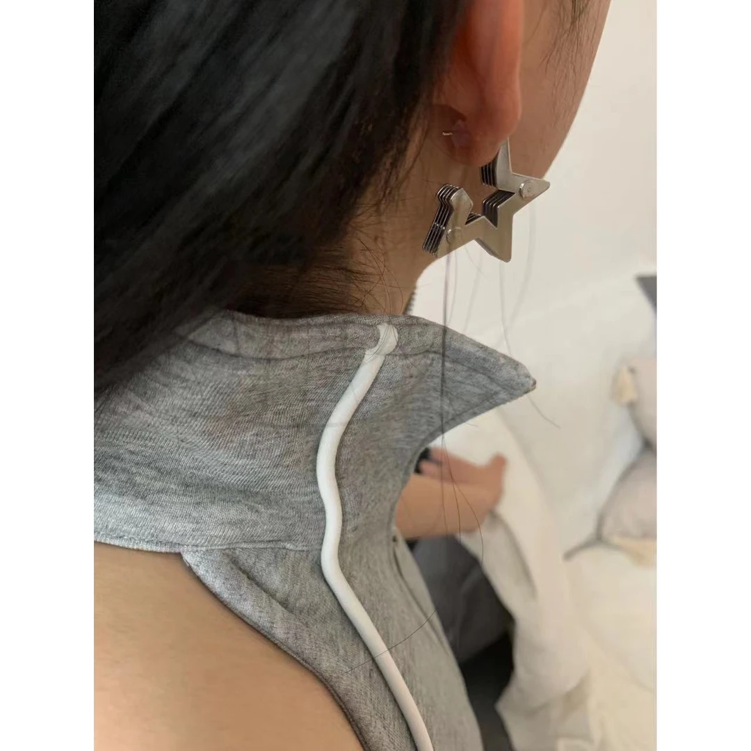 铜合金耳饰 C4-019【五层五角星金属耳钉】