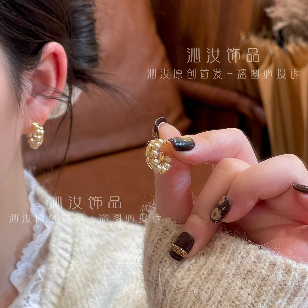 【沁汝饰品】FQ921珠珠C圈质感耳钉简约百搭高级