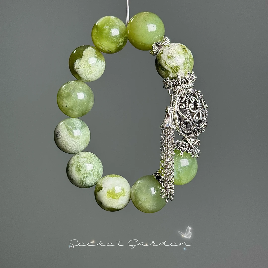 合金手链 【青提之沫】原创系列青提奶盖手串16.5m