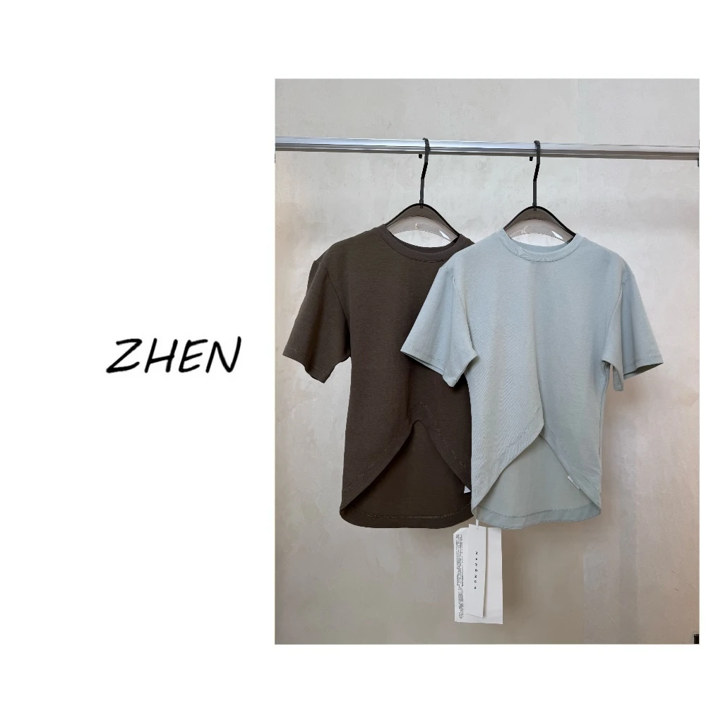 【ZHEN】25K00653 2025新款修身显瘦气质小众设计师款短袖T恤打底