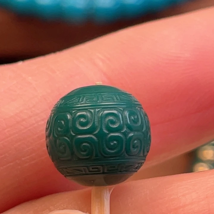 【闪购商品】地狱绿回纹珠卡10mm