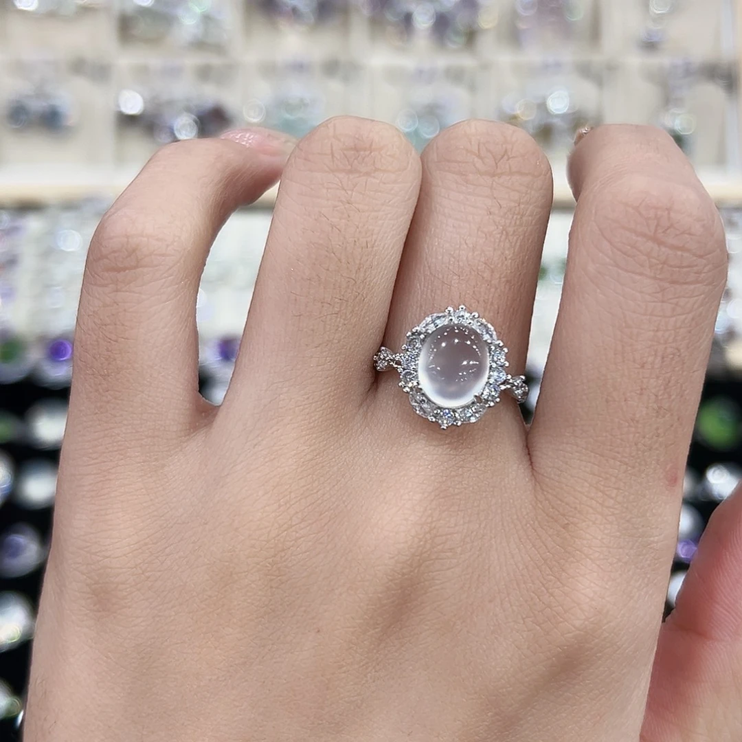 岫玉银S925镶嵌戒指