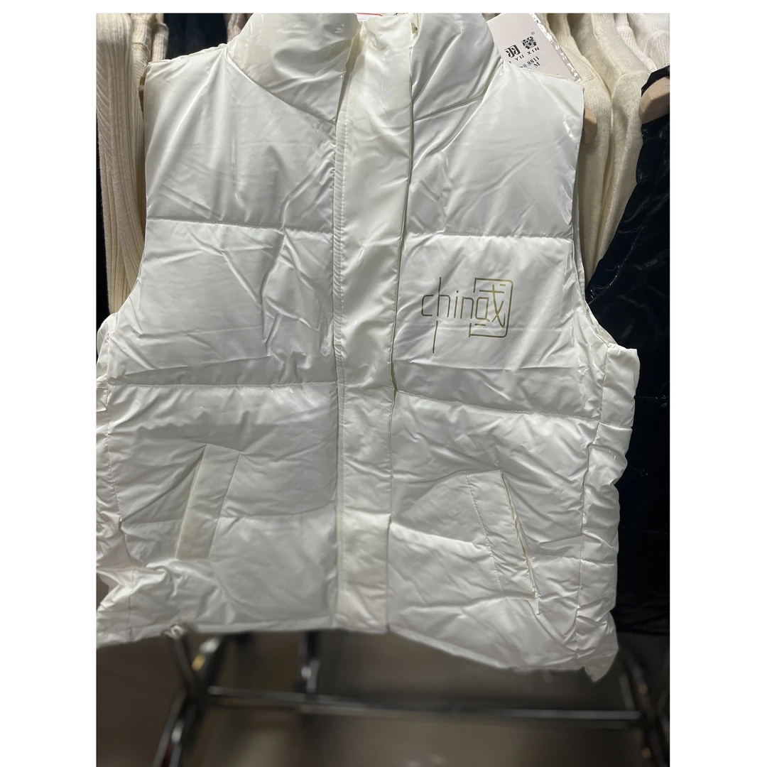 黑色亮面免洗加厚马甲冬季新款外穿保暖背心外套K24307